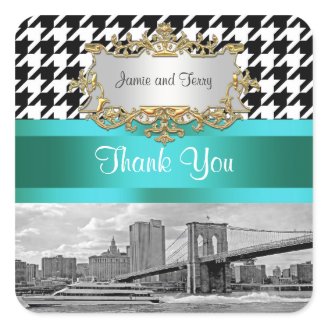 Brooklyn Bridge Blk Wht Houndstooth 2 Thank You Sticker