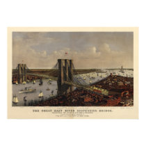 Brooklyn Bridge by Currier and Ives (1885) posters