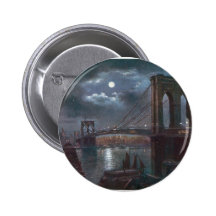 Brooklyn Bridge by Moonlight Button