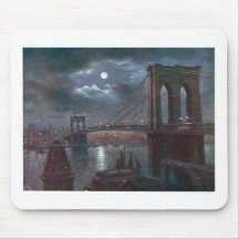 Brooklyn Bridge by Moonlight Mousepads