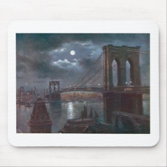 Brooklyn Bridge by Moonlight Mousepads