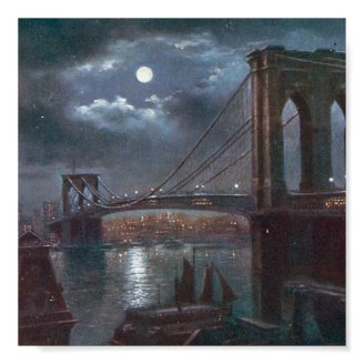 Brooklyn Bridge by Moonlight Poster