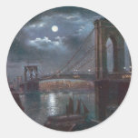Brooklyn Bridge by Moonlight Round Sticker