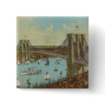 Brooklyn Bridge Color Postcard Pins