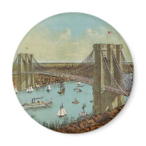 Brooklyn Bridge Color Postcard Fridge Magnet