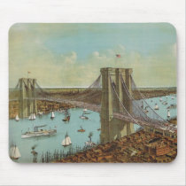 Brooklyn Bridge Color Postcard Mouse Pads