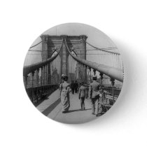Brooklyn Bridge Crossing Pinback Button
