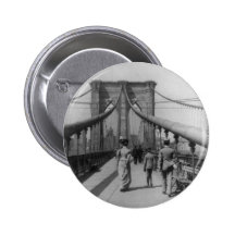 Brooklyn Bridge Crossing Pinback Button