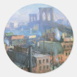 Brooklyn Bridge, East River, circa 1916 Round Sticker