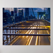 Brooklyn Bridge Lights at Night Print