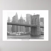 Brooklyn Bridge New York, B&W color flag Print