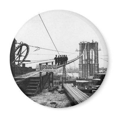 Brooklyn Bridge New York Vintage 1878 Photo Refrigerator Magnet by fotoshoppe