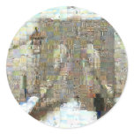 Brooklyn Bridge, Snowy Day Round Stickers