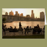 Brooklyn Bridge viewed by crowd cards