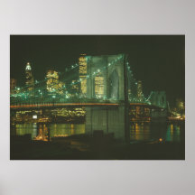 Brooklyn Bridge with World Trade Center in Backgro Poster
