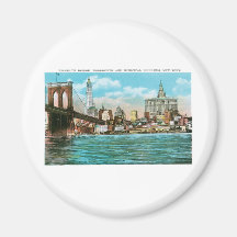 Brooklyn Bridge, Woolworth and Municipal... Magnets