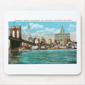 Brooklyn Bridge, Woolworth and Municipal... Mousepads