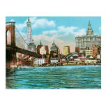 Brooklyn Bridge, Woolworth and Municipal... Post Card