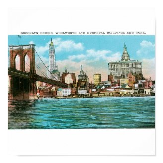 Brooklyn Bridge, Woolworth and Municipal... Posters