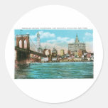 Brooklyn Bridge, Woolworth and Municipal... Round Sticker