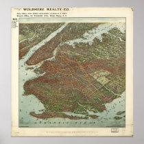 Brooklyn New York 1908 Antique Panoramic Map posters