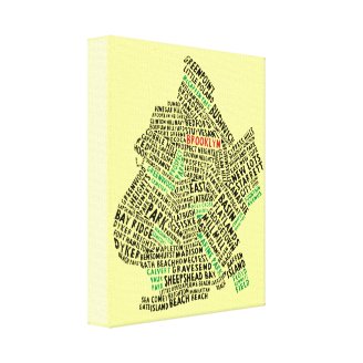 Brooklyn NYC Typography Map Stretched Canvas Prints