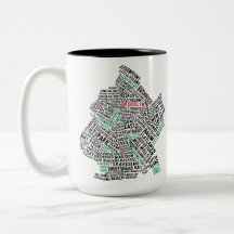 Brooklyn NYC Typography Map Coffee Mugs