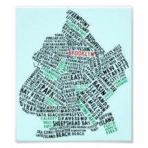 Brooklyn NYC Typography Map Photo Print