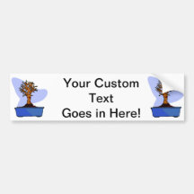 Broom Bonsai Trimmed Blue Pot Graphic Image Bumper Stickers