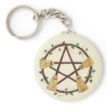 Broom Pentagam with Ivy keychains
