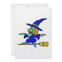 Broom Surfing Witch Custom Invitation