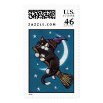 Broomstick Ride - Halloween Postage