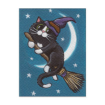Broomstick Ride - Halloween Postcard
