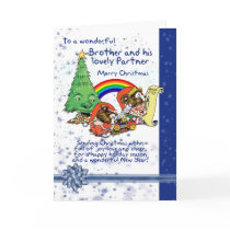 Brother And Partner Christmas Card With Elves - Ga