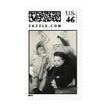 brother and sister on santa's lap stamp