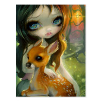 deer, fawn, fairytale, fairy tale, fairytales, brother and sister, fantasy, big eye, jasmine, becket-griffith, artsprojekt, art, oracle, deck, brother, sister, faeries, big eyed fairy, eye, eyes, big eyed, becket, griffith, jasmine becket-griffith, beckett, jasmin, strangeling, artist, goth, fairy, gothic fairy, faery, fairies, faerie, fairie, lowbrow, low brow, big eyes, strangling, fantasy art, Postcard with custom graphic design