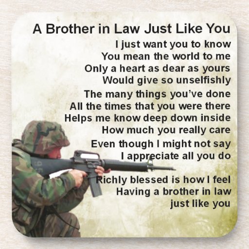 Brother in Law Poem Soldier Design Coaster Zazzle