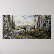 Brothers 4 wolves canvas oil painting for sale poster