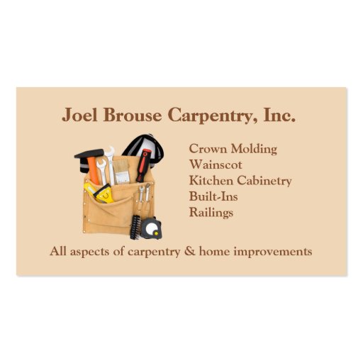 Brouse Carpentry Business Card (front side)