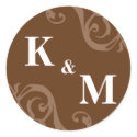 Brown 2 initial letter monogram favor tag seal stickers