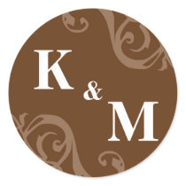 Brown 2 initial letter monogram favor tag seal stickers by FidesDesign Brown 2 initial letter monogram favor tag seal stickers