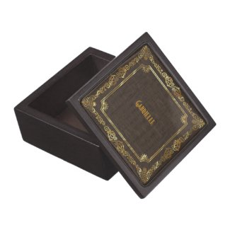 Brown Abstract Texture & Vintage Gold Frame Premium Trinket Boxes