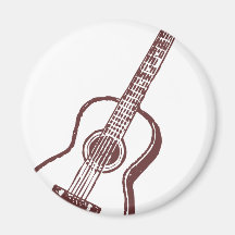 Brown Acoustic Classical Guitar Refrigerator Magnet