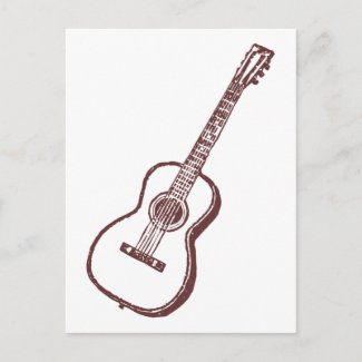 Brown Acoustic Classical Guitar postcard