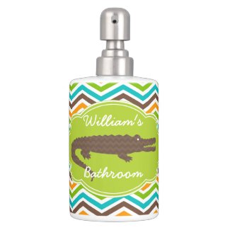 Brown Alligator on Chevron Custom Bathroom Set