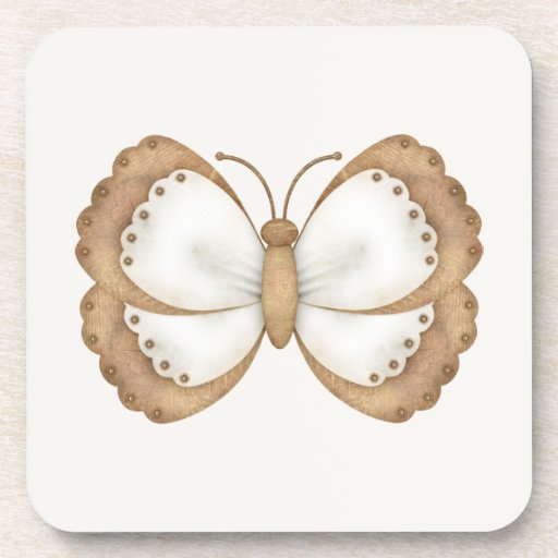 Brown and Beige Butterfly Drink Coasters