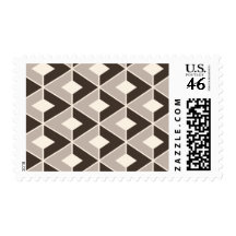 Brown and beige geometric diamonds postage stamp