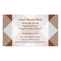Brown and beige gingham business card