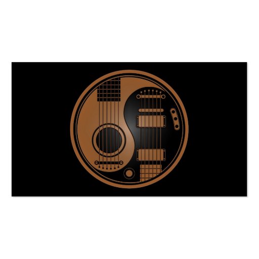 Brown and Black Acoustic Electric Guitars Yin Yang Business Card