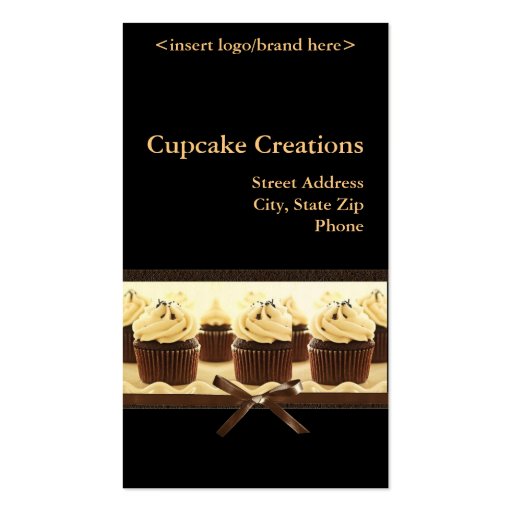 Brown and Black Cupcake Business Cards (front side)